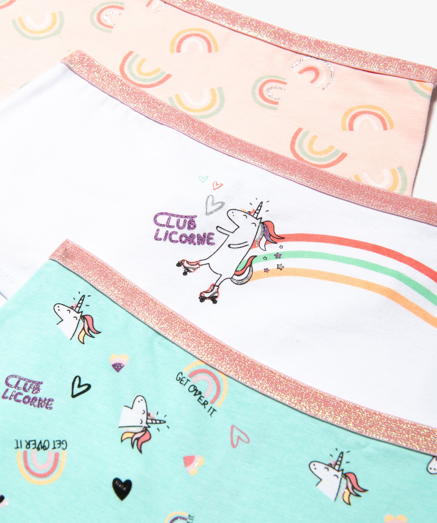 Boxers fille à motif licornes en coton bio (lot de 3) multicolore | GEMO
