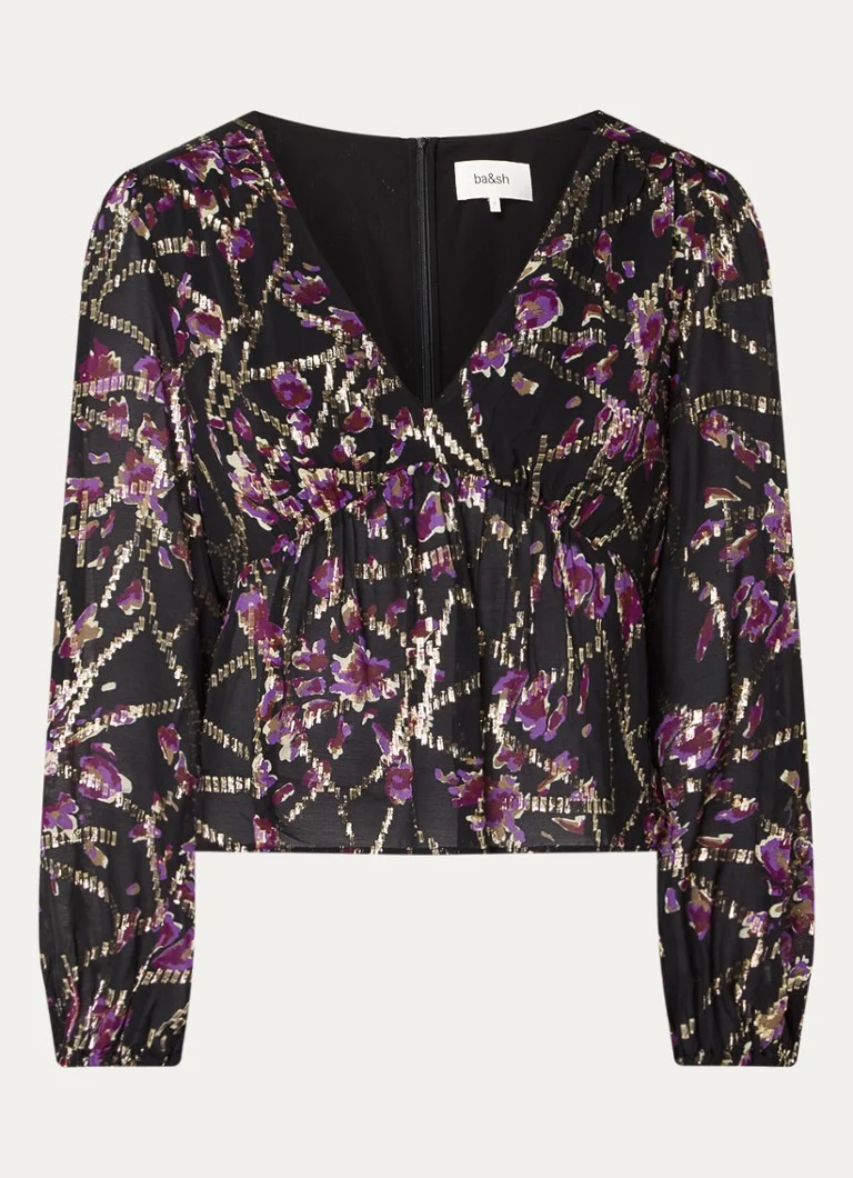 ba&sh  Divine top in zijdeblend met print en lurex