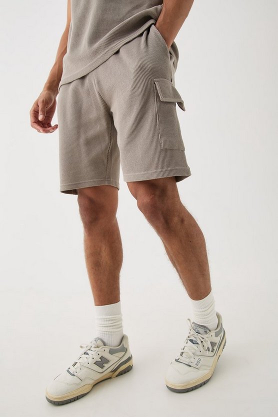 Slim-Fit Cargo-Shorts in Waffeloptik
