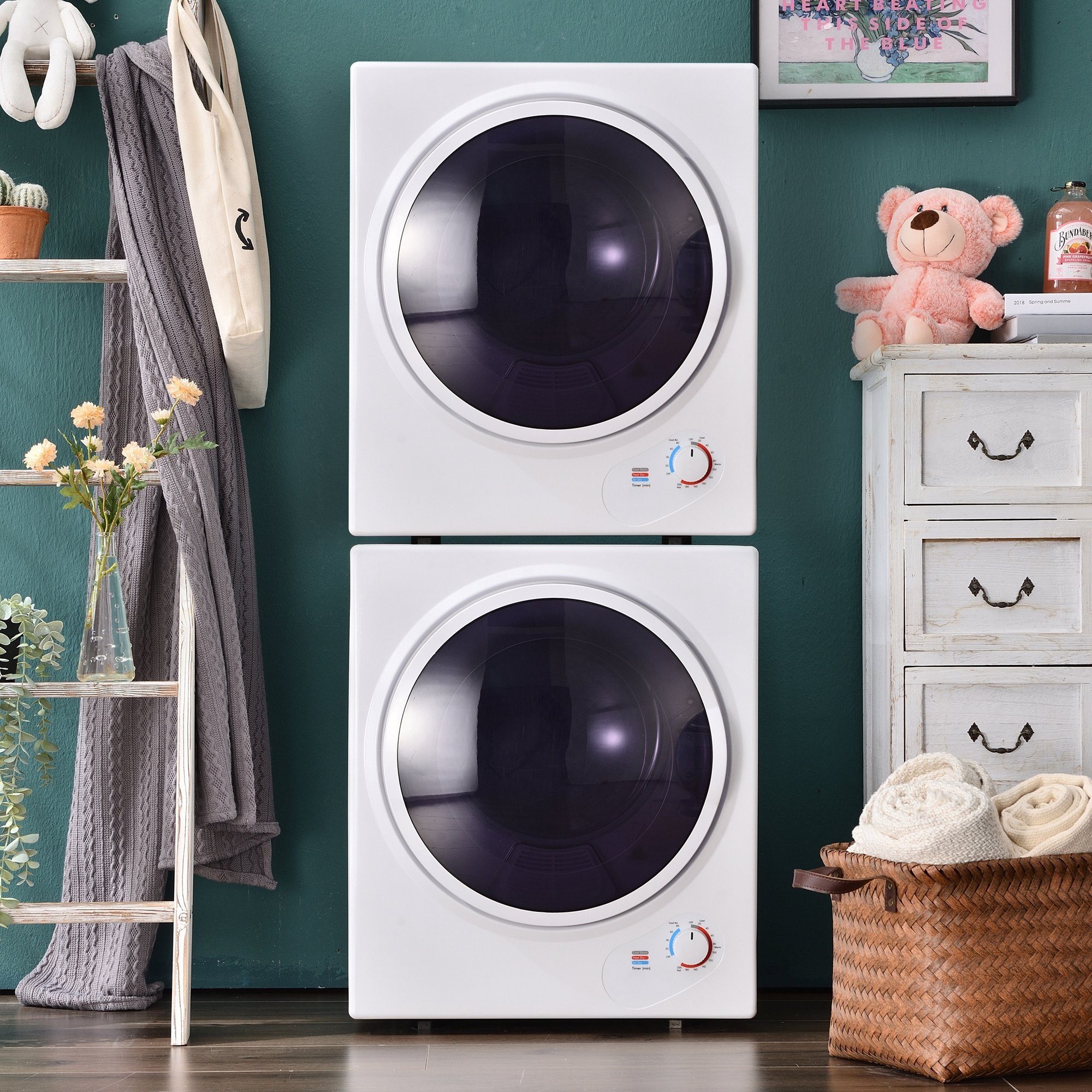 REDOM Ablufttrockner Mini tumble dryer, 2.5 kg, can be wall-mounted, simple operation, 2.5 kg, 200 minutes timer,dual filters,PTC ceramic heating,stainles steel drum