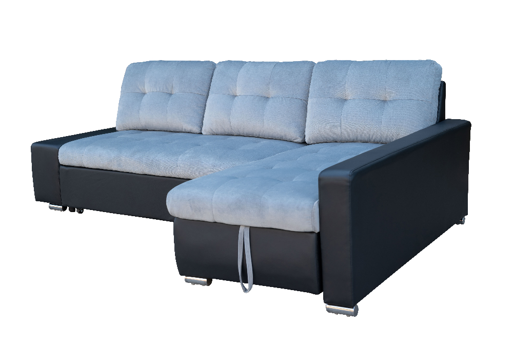 Happy Home Ecksofa Sofabett mit Stauraum und Bettfunktion schwarz Lederoptik