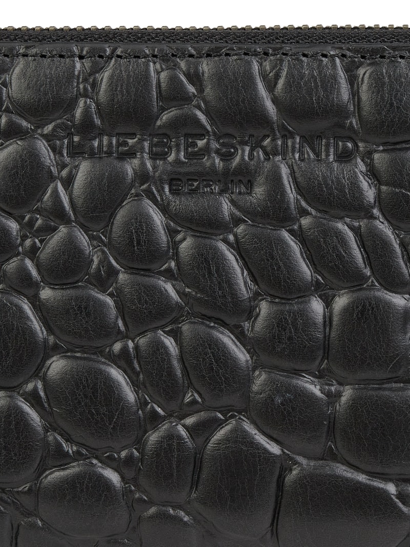 Portemonnaie aus Leder mit Label-Detail Modell 'Gigi' in schwarz