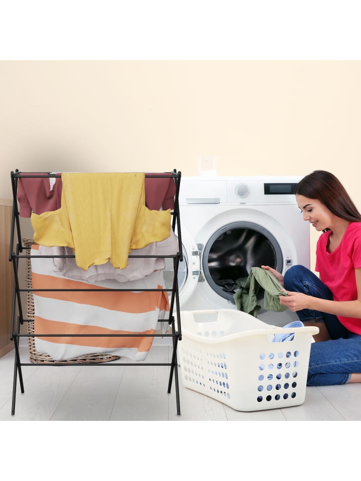 relaxdays Wäscheständer in Schwarz - (B)73 x (H)104 x (T)38 cm günstig kaufen onesize