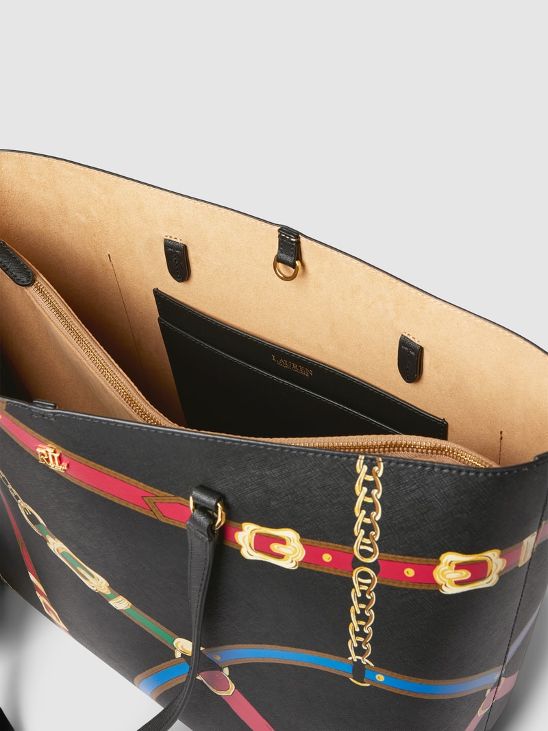 Tote Bag aus echtem Leder Modell 'KARLY' in schwarz