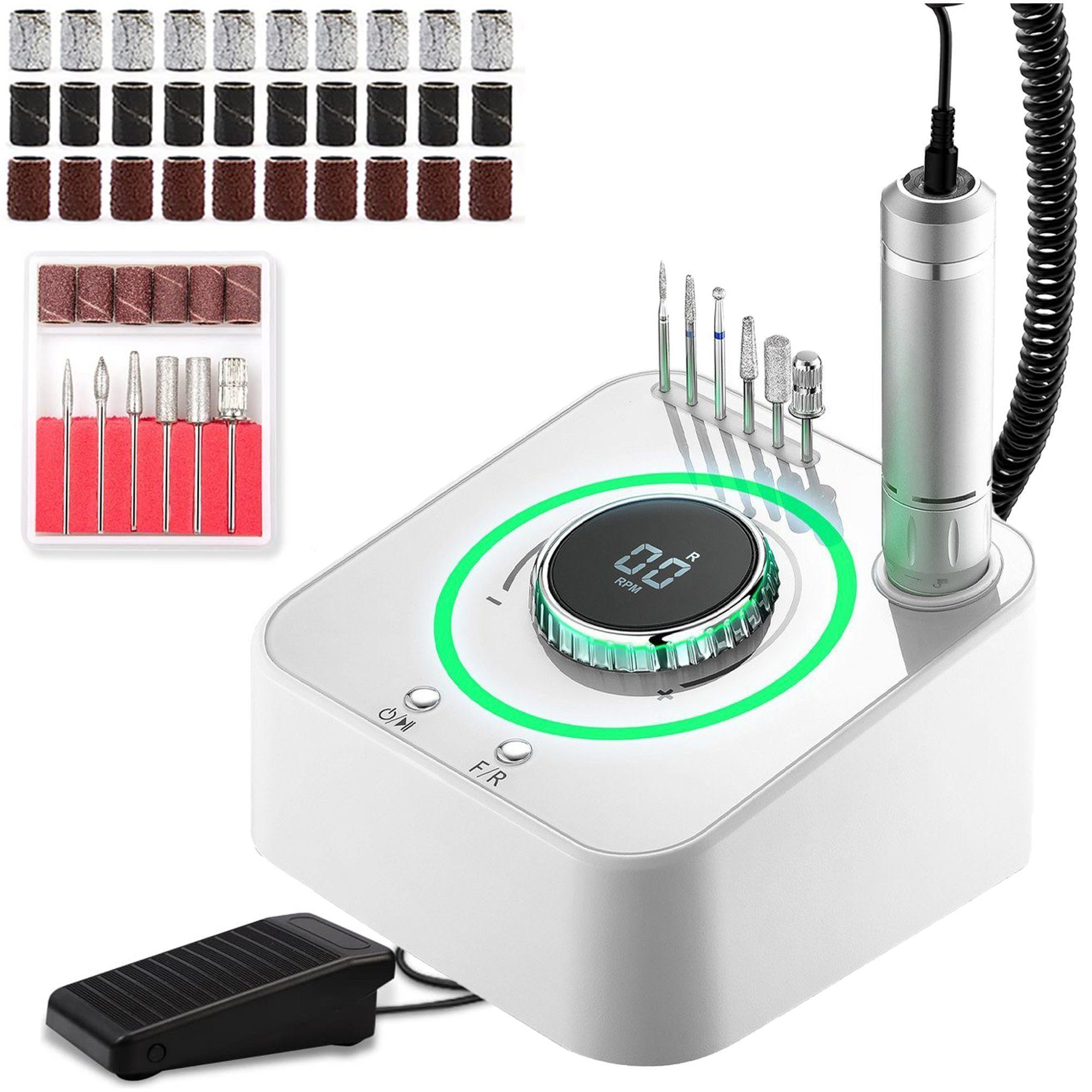 Yaviel Maniküre-Pediküre-Set Elektrische Maniküre Nagelfräser für Hände und Füße Nägel Nail Drill, Gelnägel USB C 30000 rpm Maniküre Set Kabellos Nagel Fräsmaschine