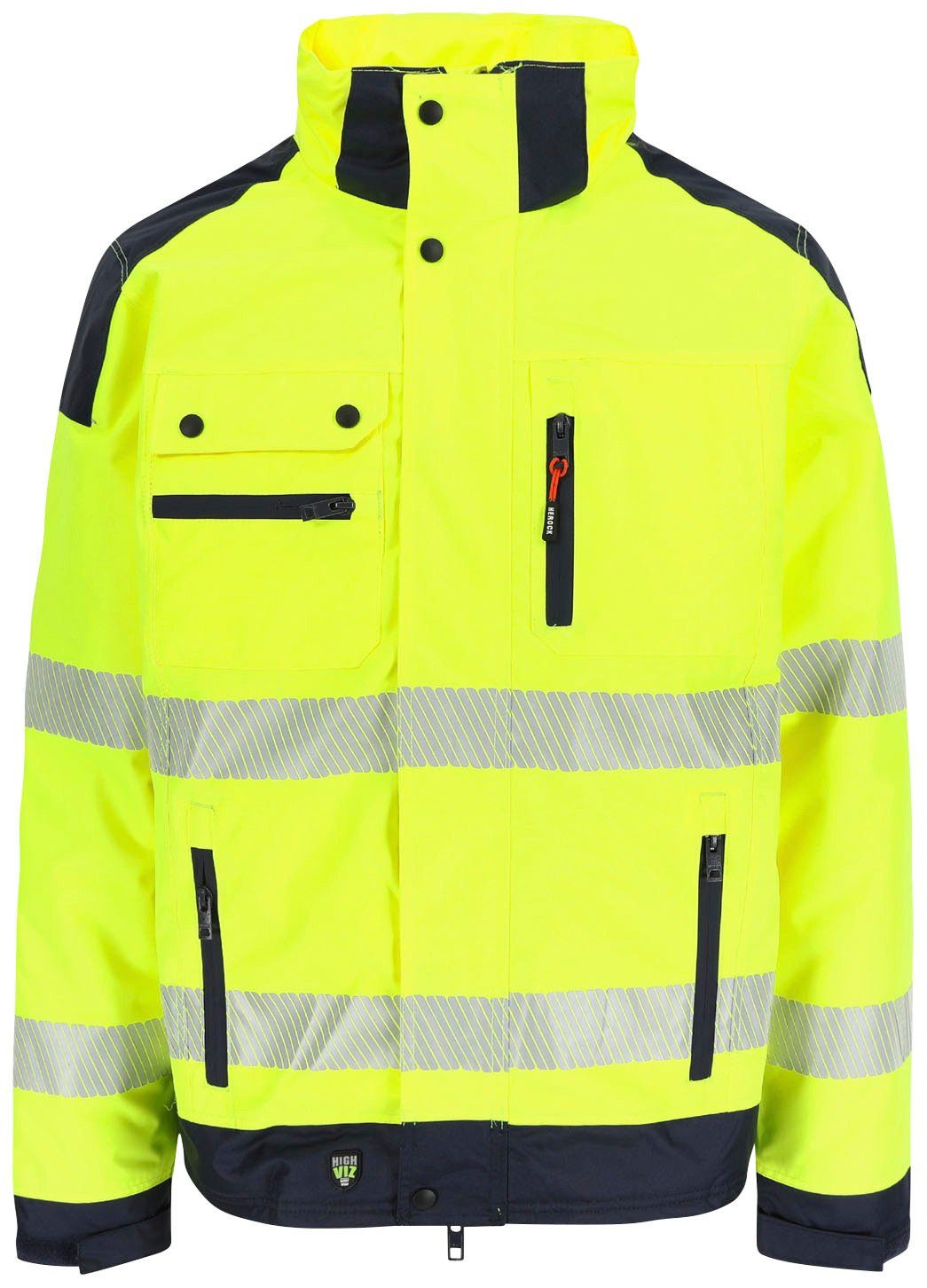 Herock Arbeitsjacke Hodor HIGH VIZ Regenjacke, atmungsaktiv, winddicht, viele Reissverschlusstaschen