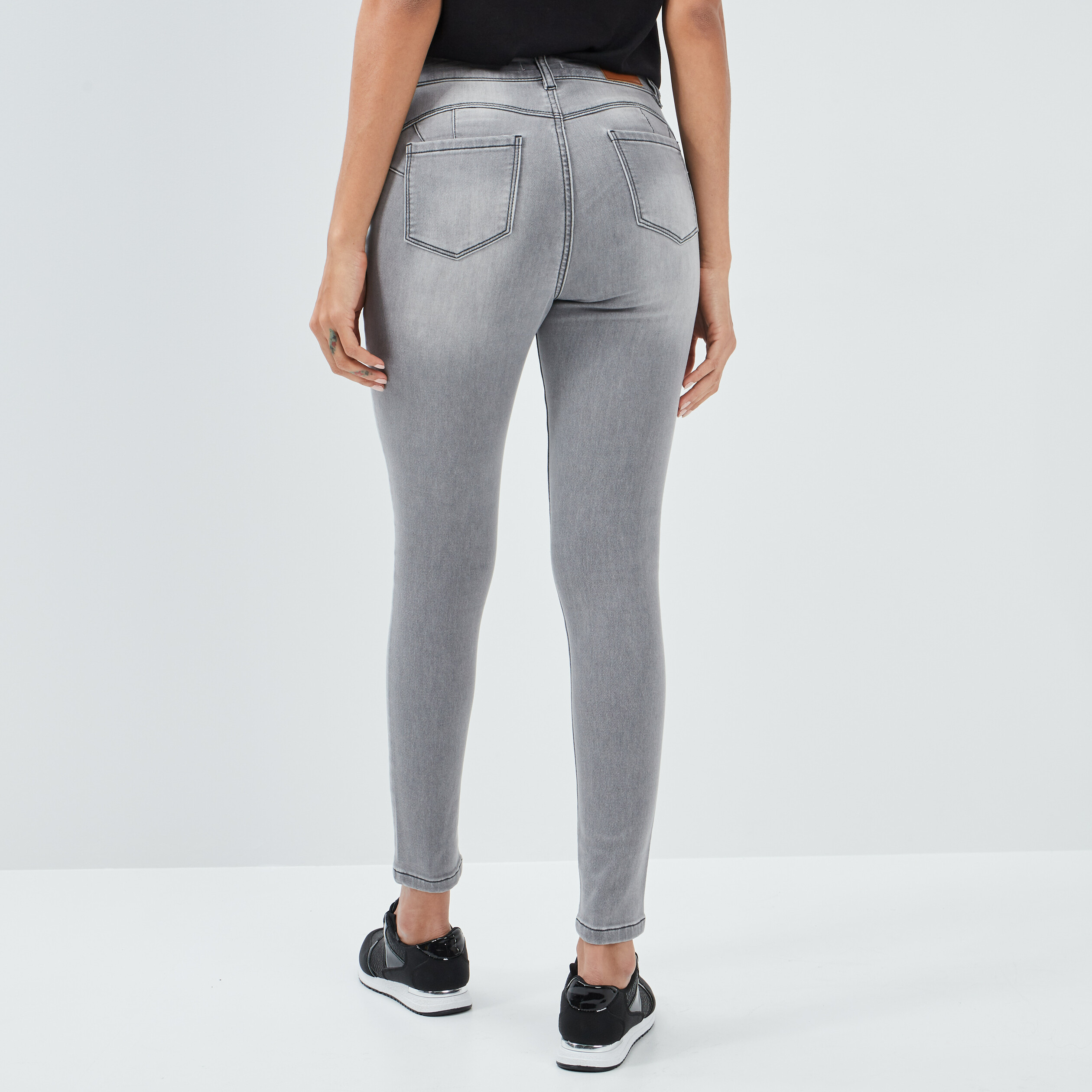 Jeans skinny push-up denim gris femme | La Halle