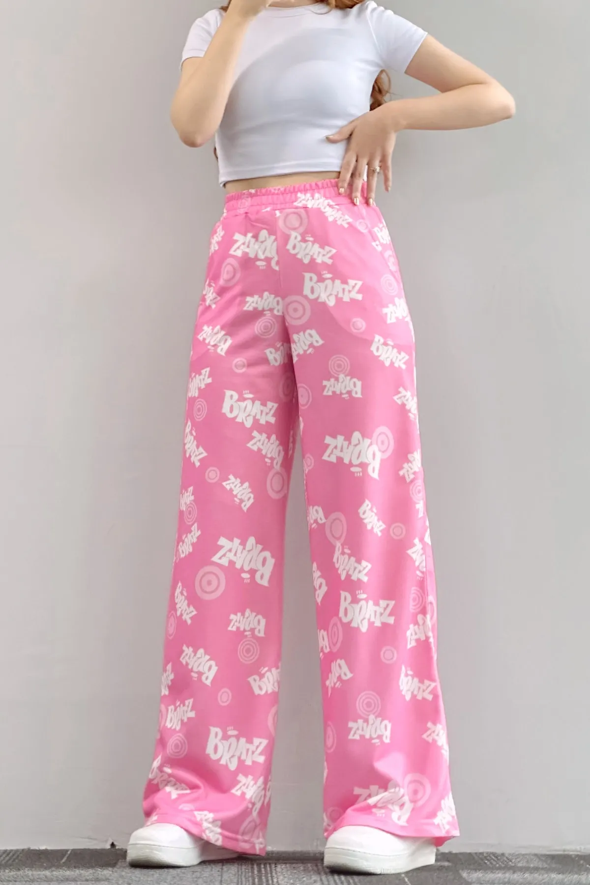 EFBUTİK  Rosafarbene Bratz-Jogginghose mit weitem Bein