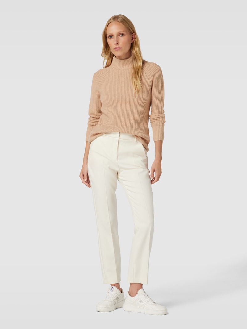 Rollkragenpullover aus Kaschmir mit Rippenstruktur in camel