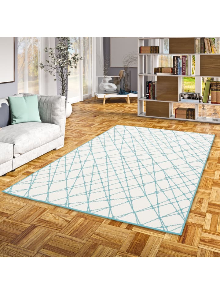 Pergamon In- und Outdoor Teppich Beidseitig Cape Cod Streifen in Mintgrün günstig kaufen
