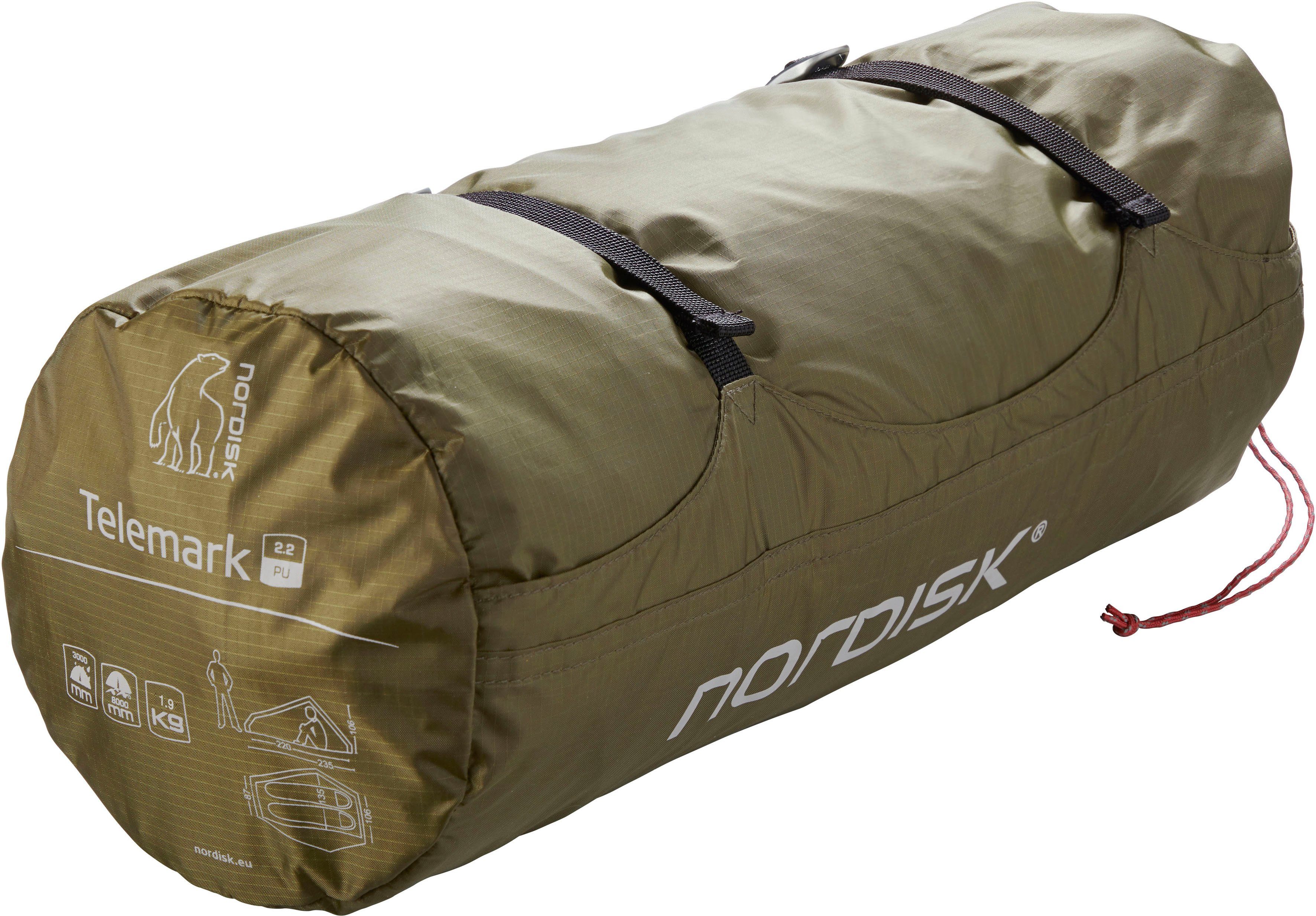 Nordisk Tunnelzelt Telemark 2.2 PU Tent Dark Olive, Personen: 2 (Packung, 1 tlg)