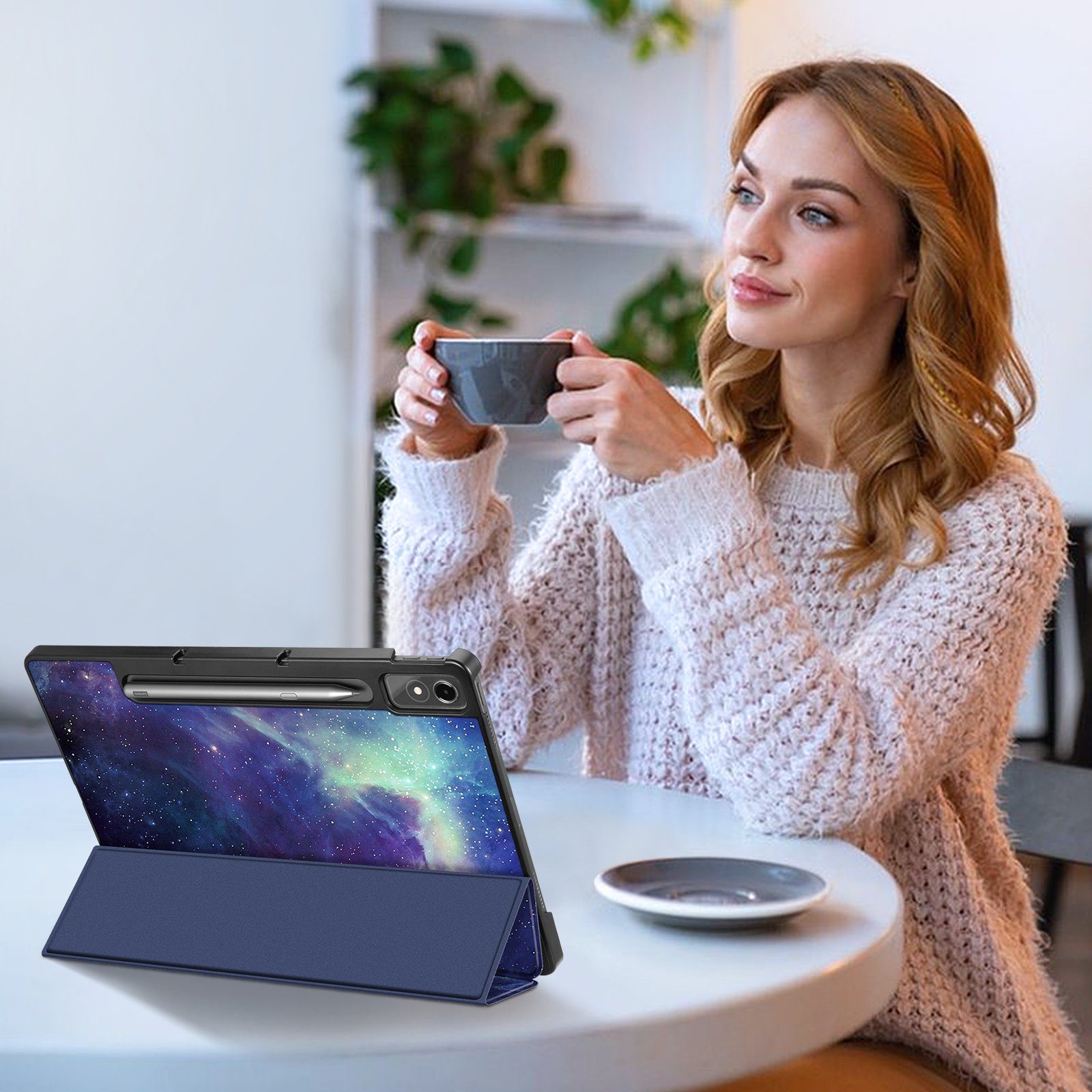 Fintie Tablet-Hülle für Lenovo Tab P12 12,7 Zoll TB370FU 2023, Case mit Auto Schlaf/Wach, Ultradünne Flip Cover mit Ständer Funktion und eingebautem Stifthalter