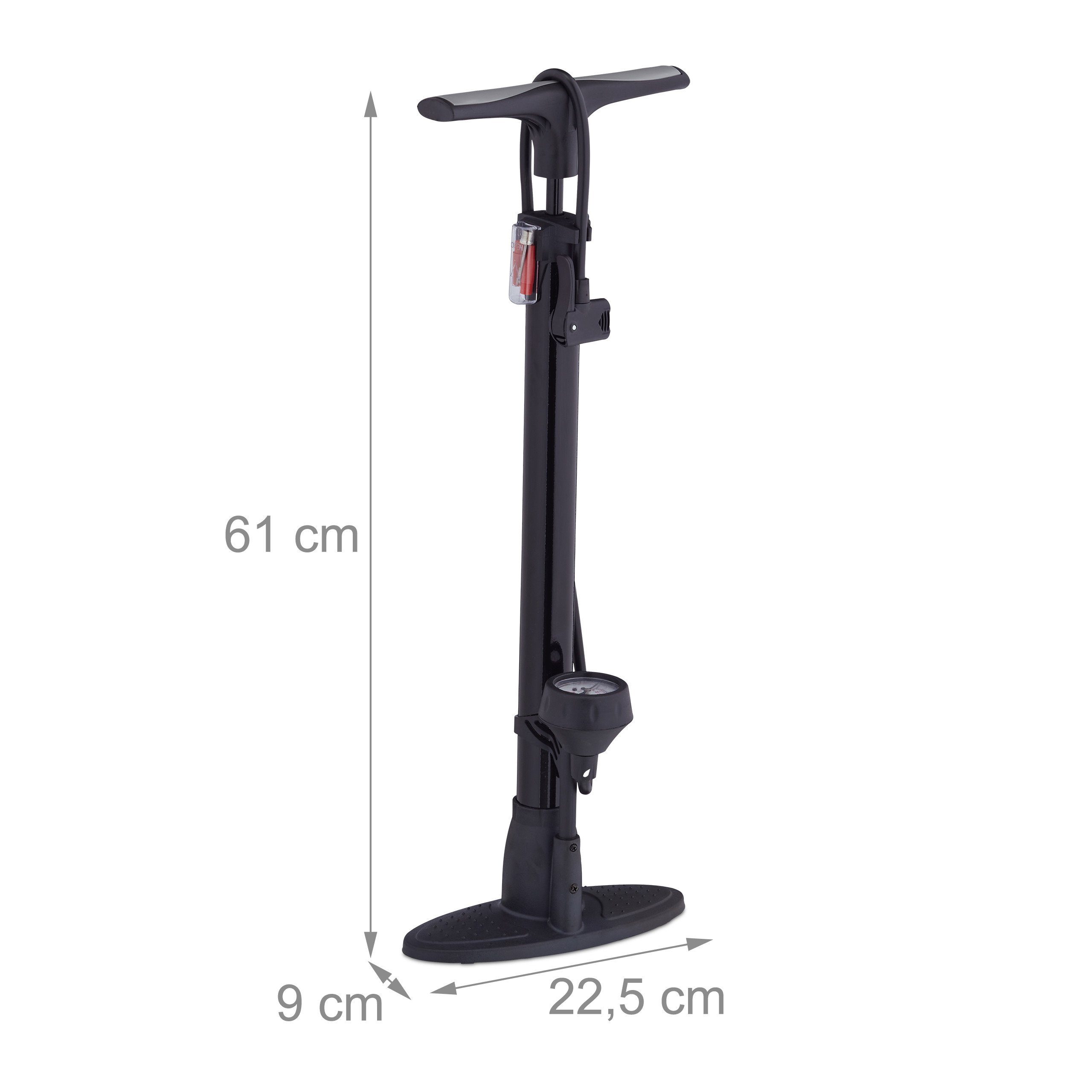 relaxdays Standpumpe Standpumpe mit Manometer