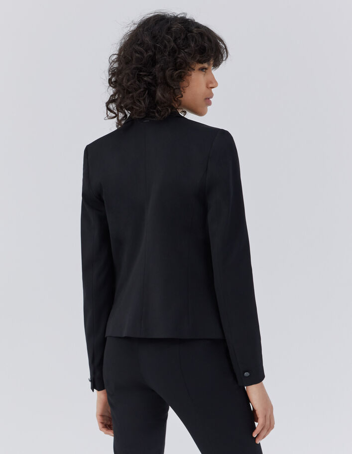 Veste tailleur en twill noir coupe ajustée femme