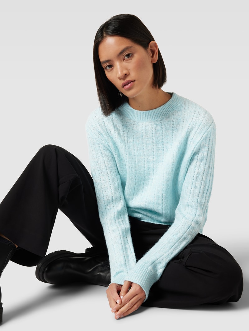 Oversized Strickpullover mit Rundhalsausschnitt in bleu