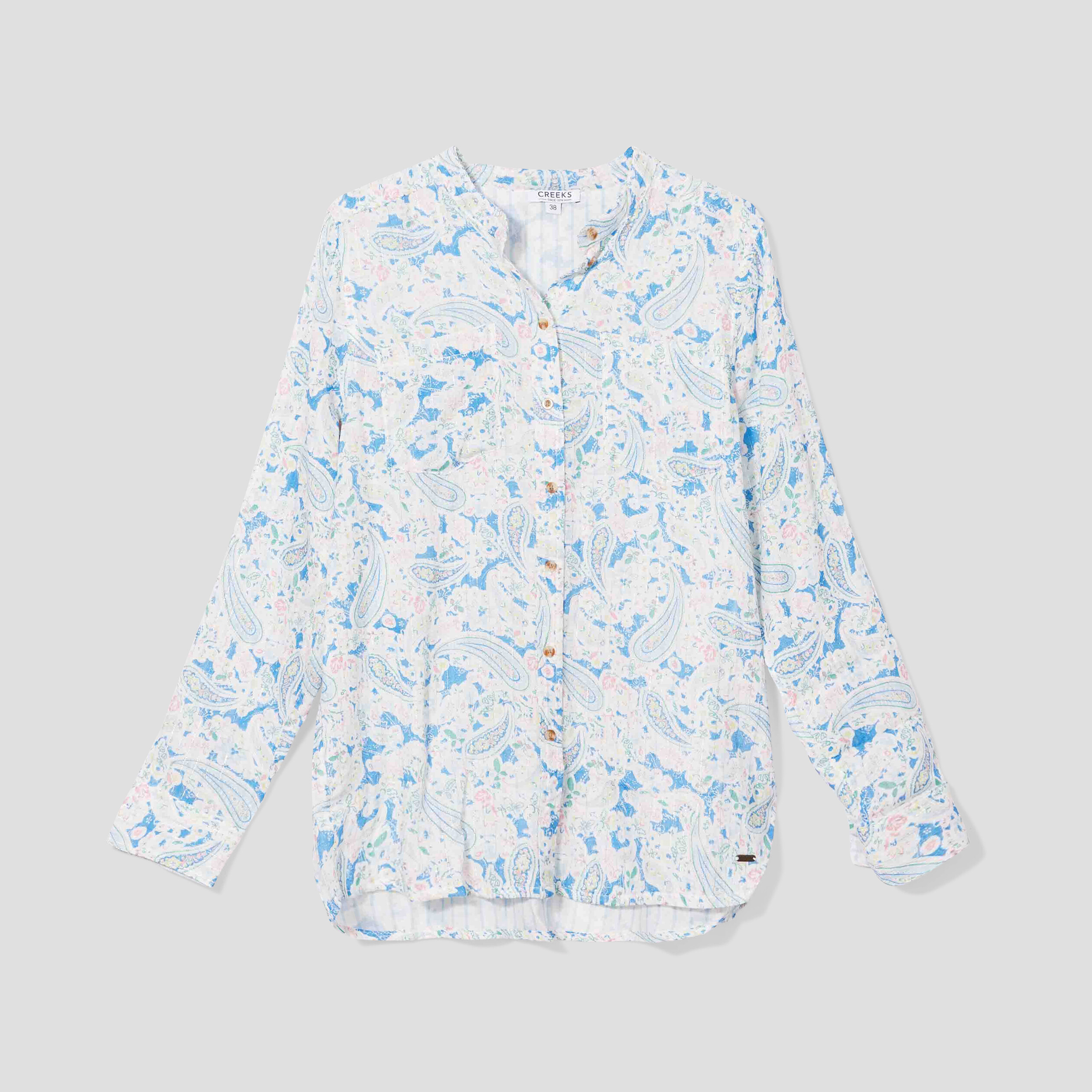 Chemise manches longues col mao blanc femme | La Halle