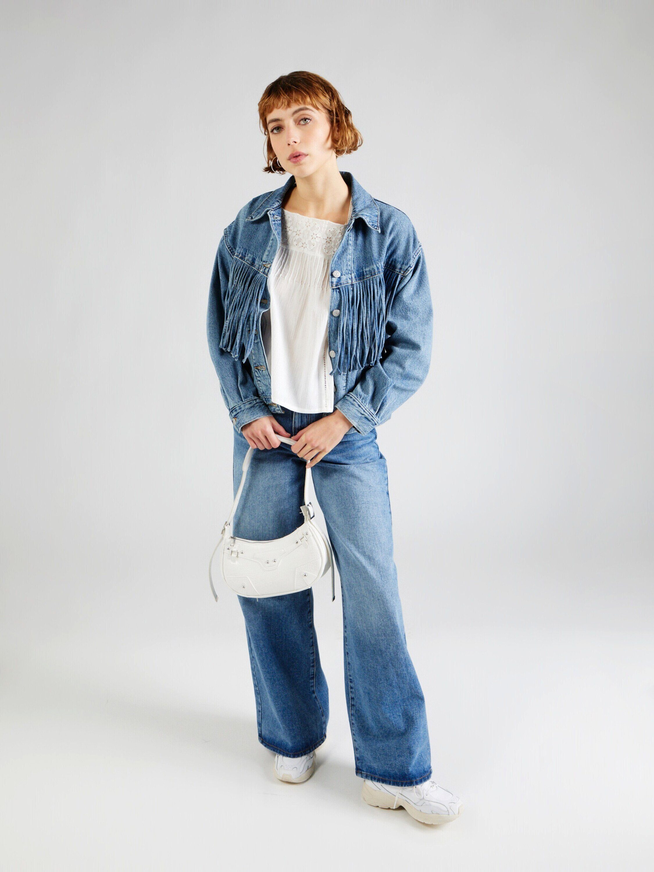 Springfield Funktionsbluse (1-tlg) Spitze, Lochmuster, Rüschen