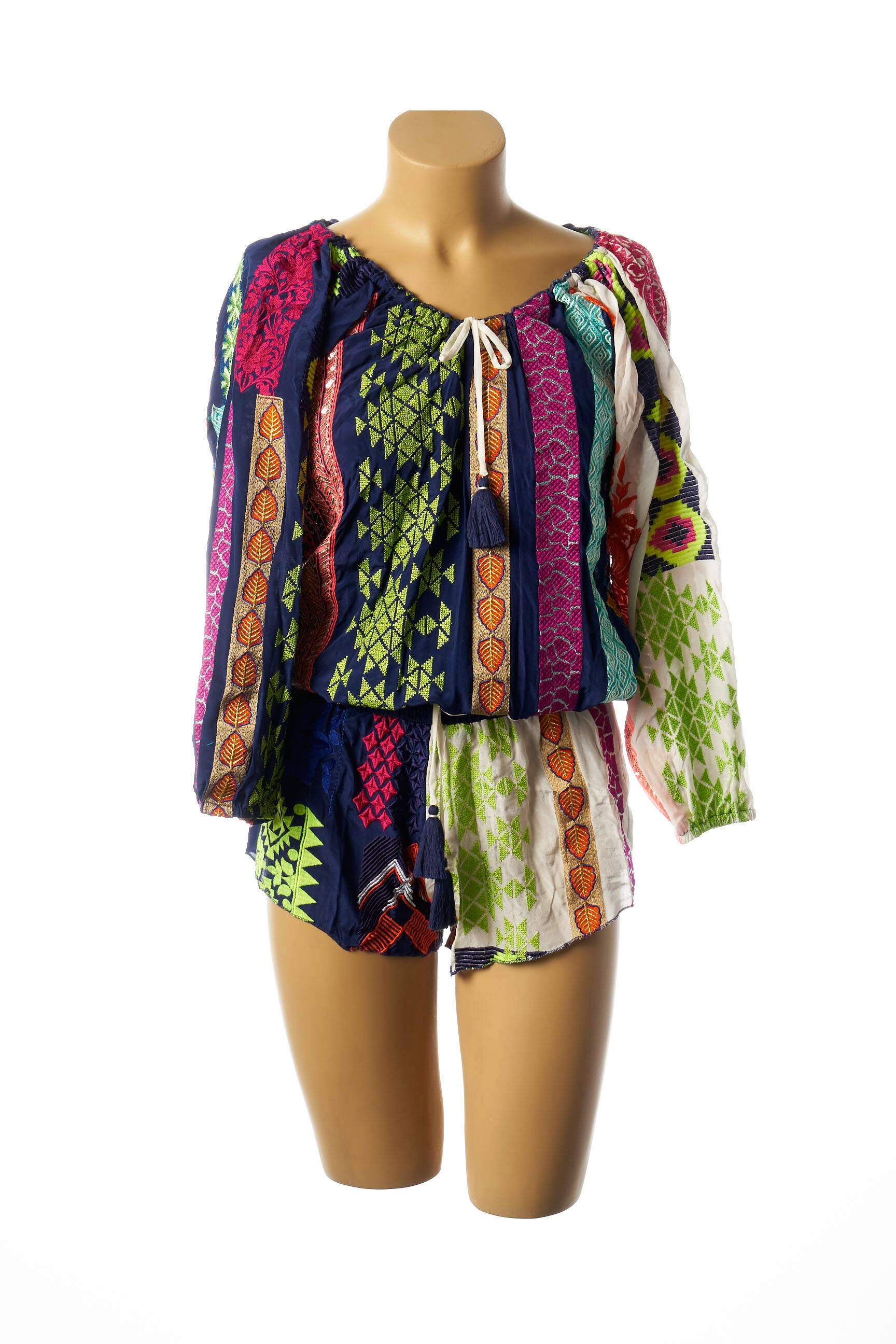 Taj By Sabrina Crippa Combi Shorts Femme couleur bleu