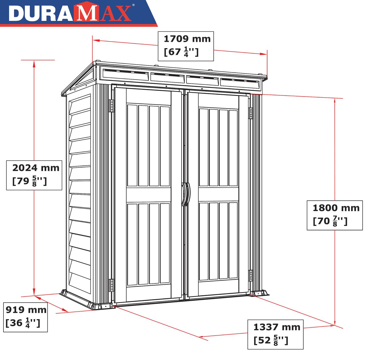 Duramax Kunststoffgerätehaus YardMate Pent 5'x3', 1,6 m² - Grau   Bodenkonstruktion DURAMAX 05325