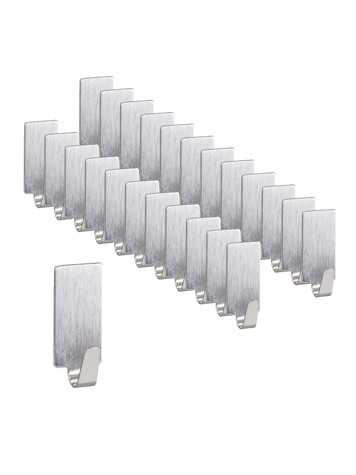 relaxdays 24 x Klebehaken in Silber günstig kaufen onesize