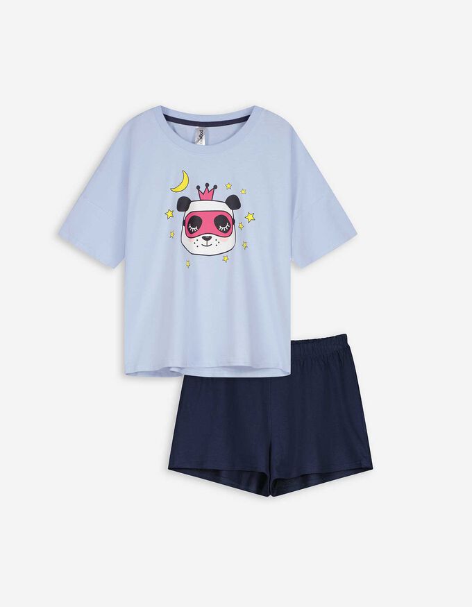 Pyjama Set aus Shirt und Shorts - Print