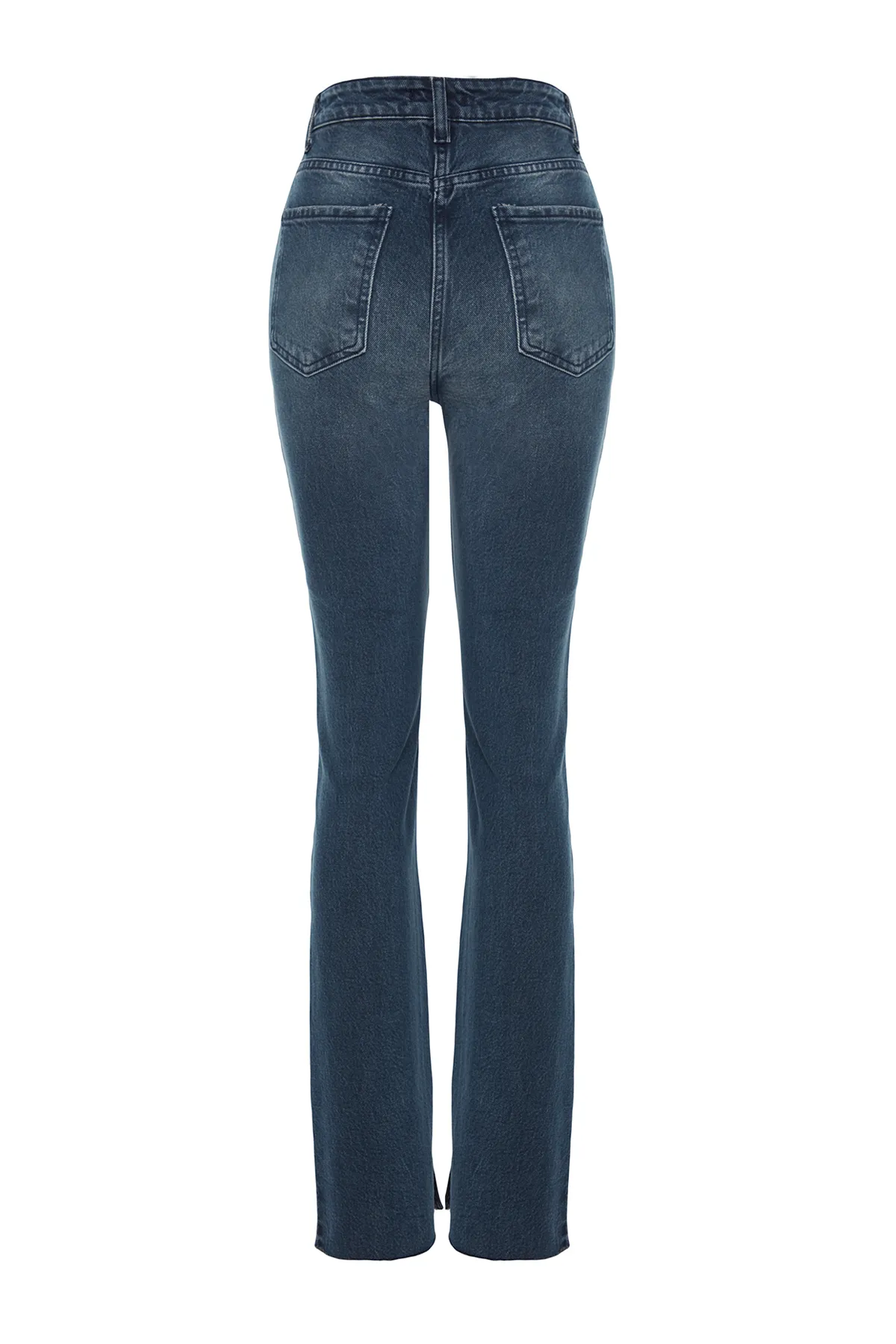 Trendyol Collection  Mitternachtsblaue Schlagjeans mit Schlitz und hoher Taille TWOAW22JE0382