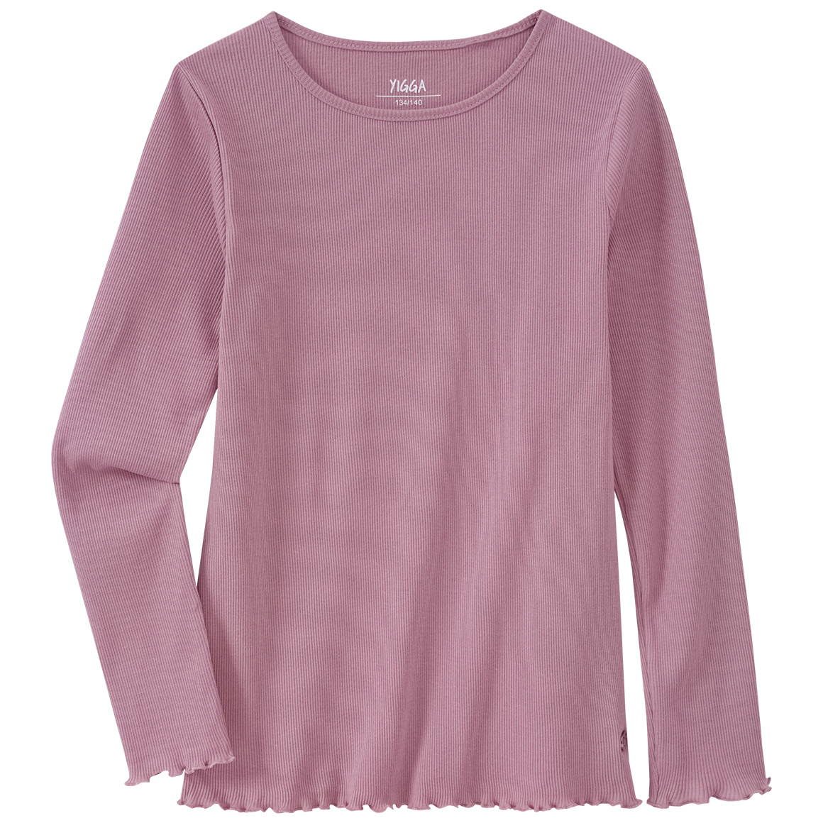 Mädchen Langarmshirt mit Rippstruktur