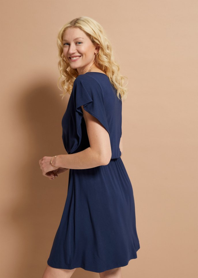 Jerseykleid mit Volant-Ärmeln
