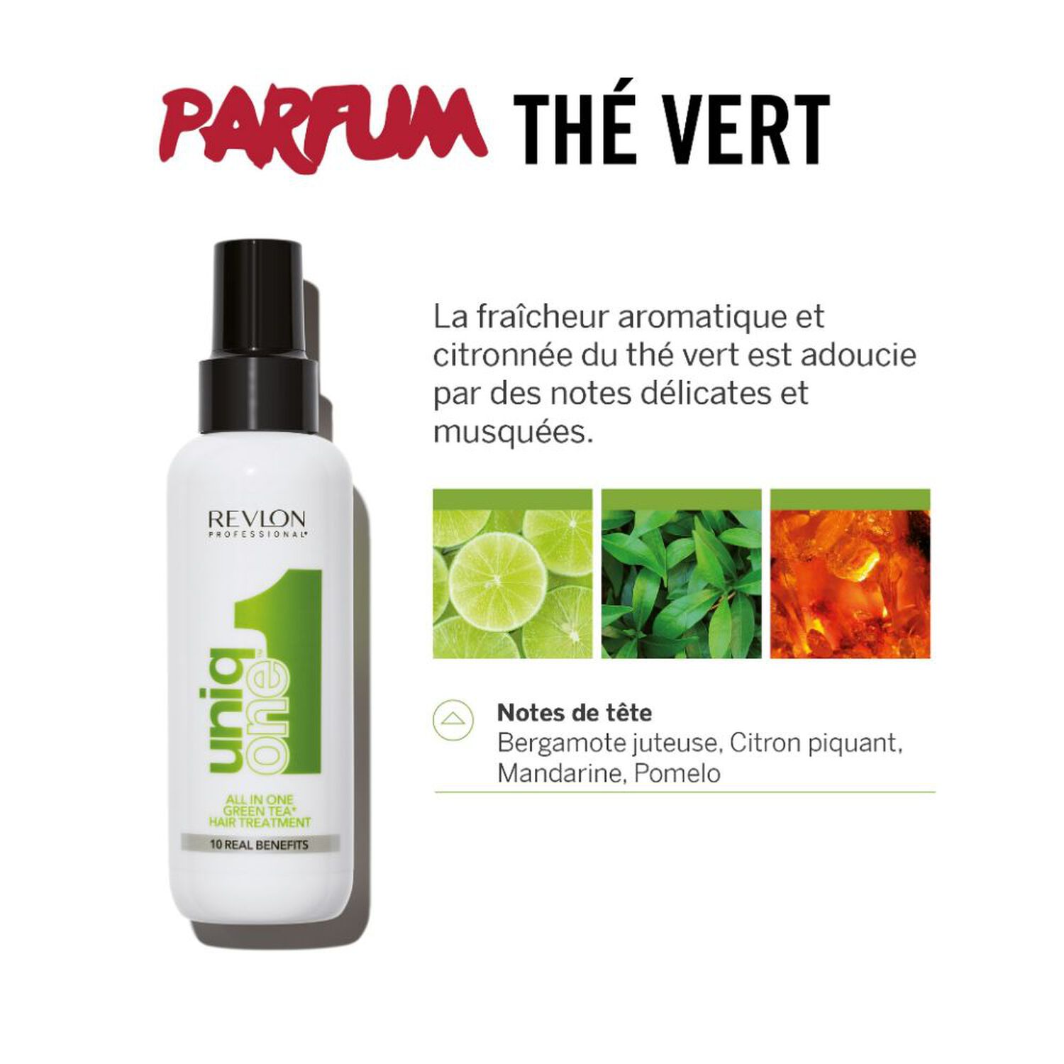 revlon professional Masque Spray Sans Rinçage 10 Bienfaits Thé Vert UNIQONE™ - Tous Types de Cheveux - 150 ml
