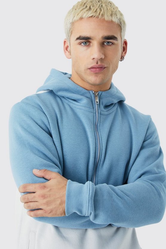 Slim-Fit Colorblock Hoodie mit Reißverschluss