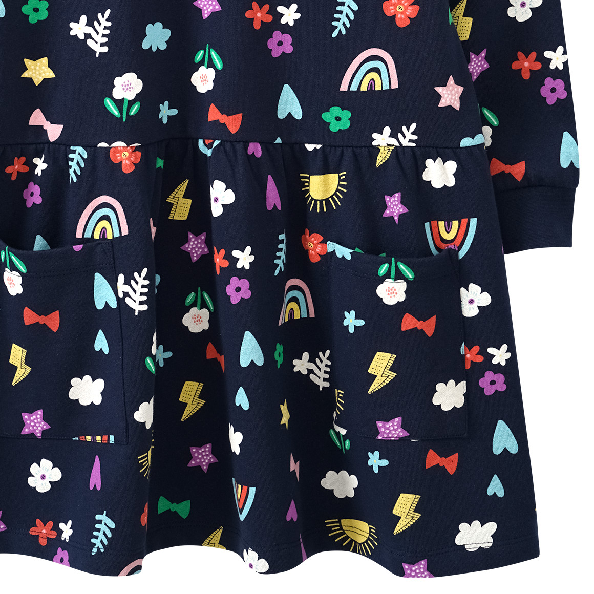 Mädchen Sweatkleid mit bunten Motiven