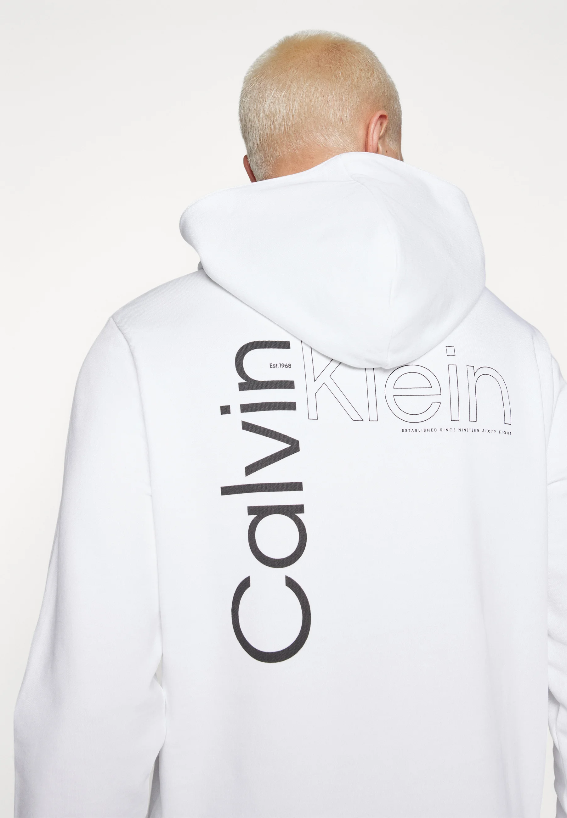 Sudadera con capucha Calvin Klein con logo en la espalda en ángulo