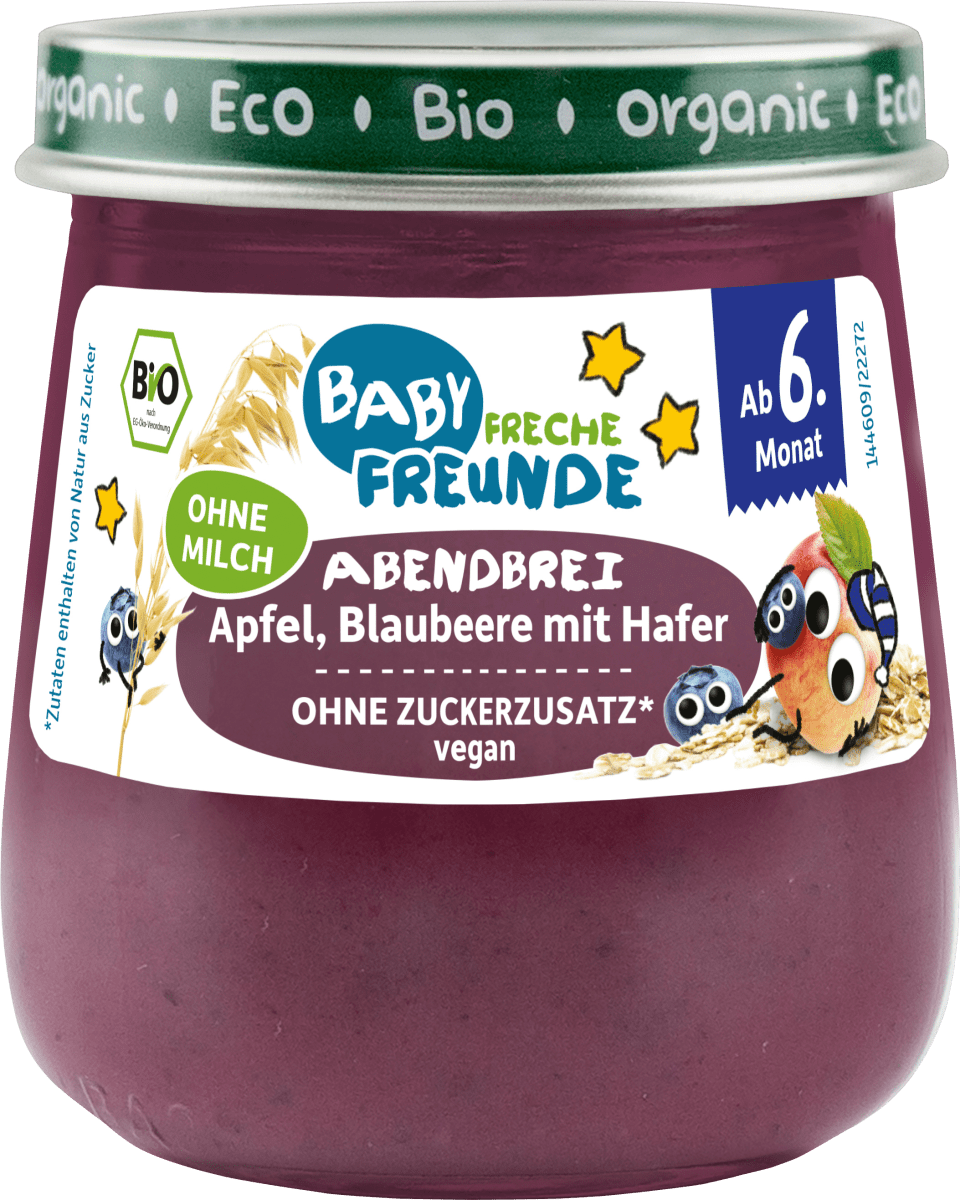 Abendbrei Apfel, Blaubeere mit Hafer, ab dem 6.Monat, 120 g