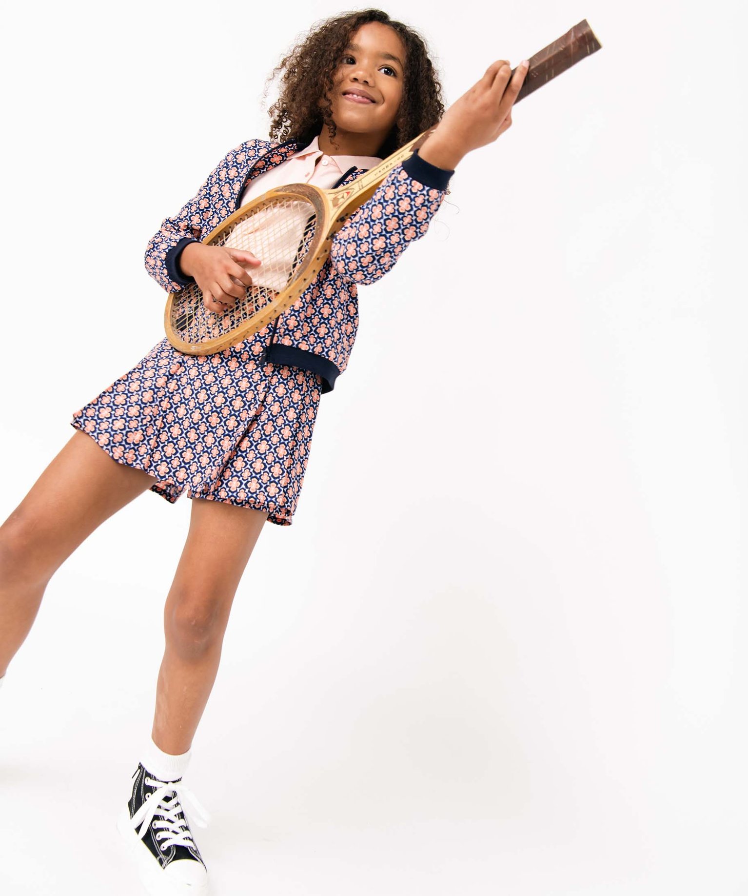 Jupe-short fille en viscose fleurie bleu | GEMO