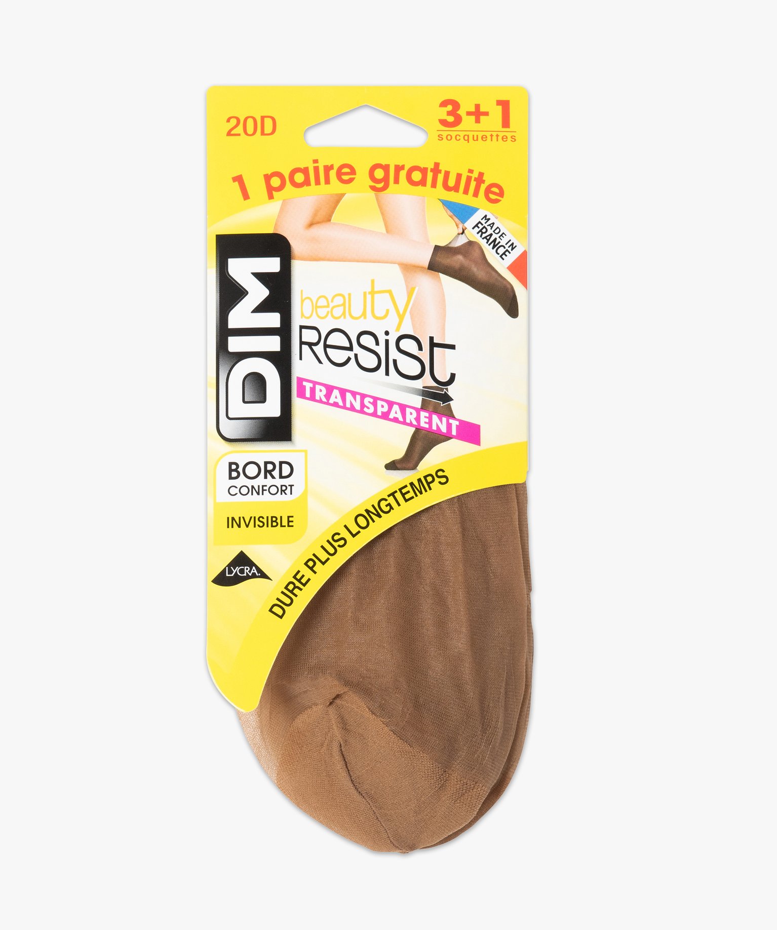 Socquettes femme transparentes Beauty Resist (lot de 4) - Dim beige clair | GEMO
