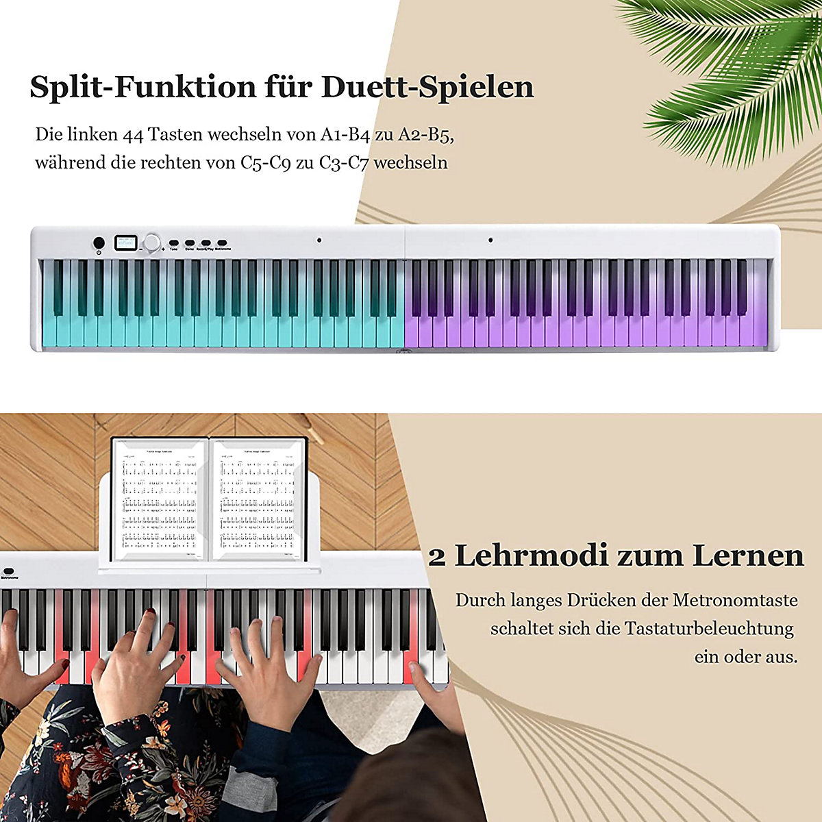 Keyboard 88 Tastatur klappbar mit 2 Stereolautsprechern