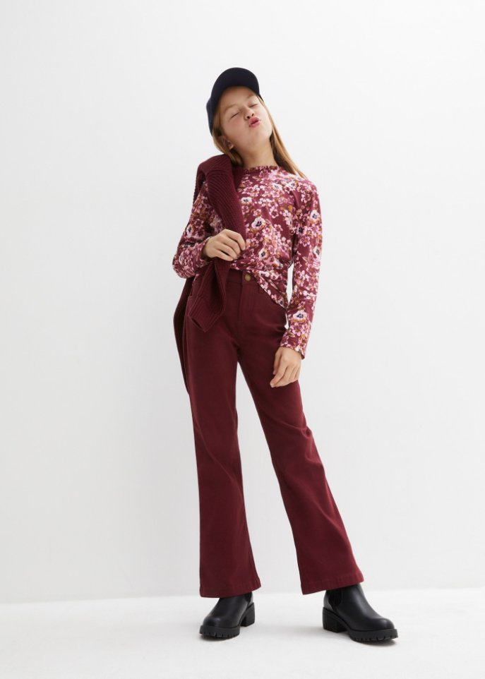 Mädchen Langarmshirt mit Blumendruck (2er Pack)