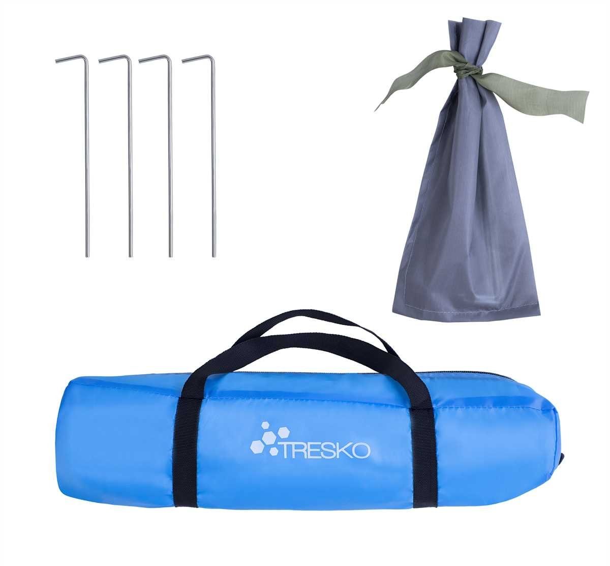 TRESKO Strandmuschel, Strandzelt inkl. Tragetasche, Strandmuschel mit UV Schutz 50+, Kleines Packmaß, Wasserdicht und atmungsaktiv