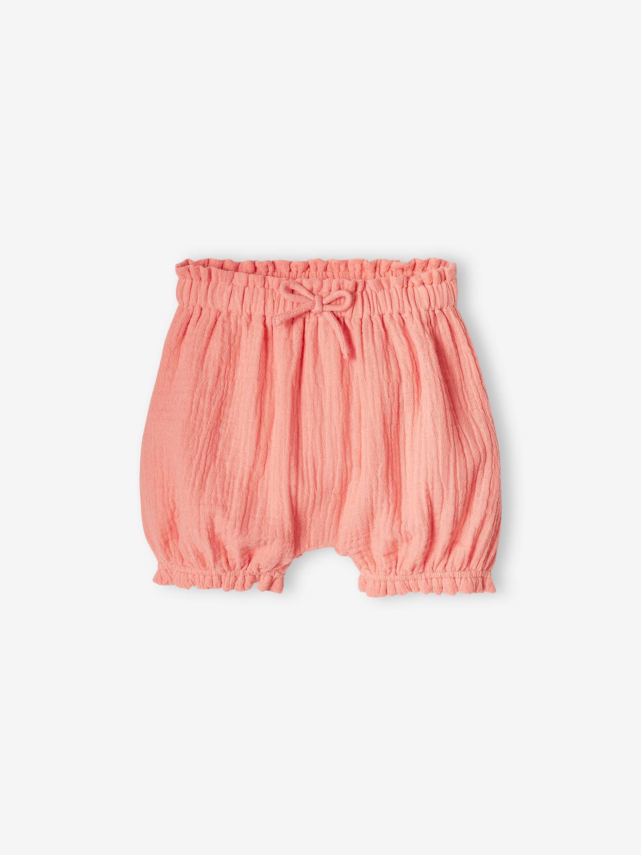Lot de 2 bloomers bébé en gaze de coton blanc