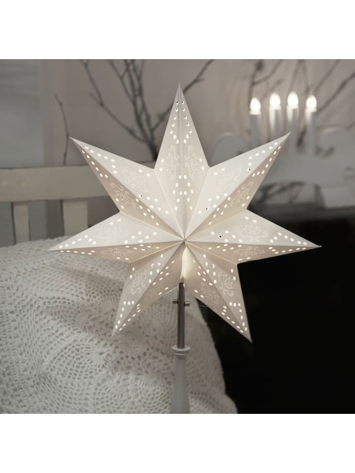 MARELIDA Papiestern Leuchtstern 7-zackig stehend H: 55cm in weiß günstig kaufen onesize