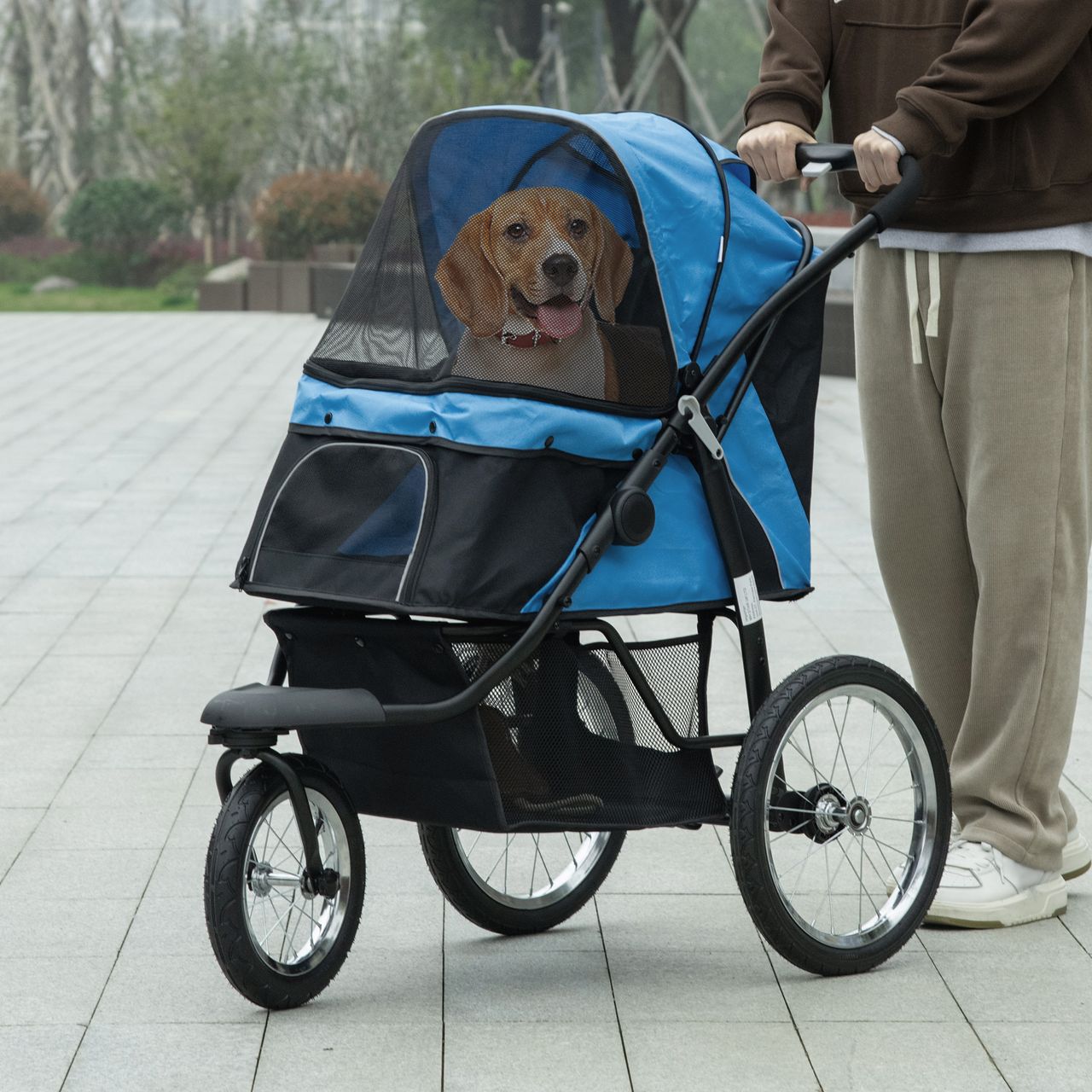 PawHut Hundebuggy mit Reflektoren, Faltbarer Katzenbuggy für Kleine Mittle Hunde