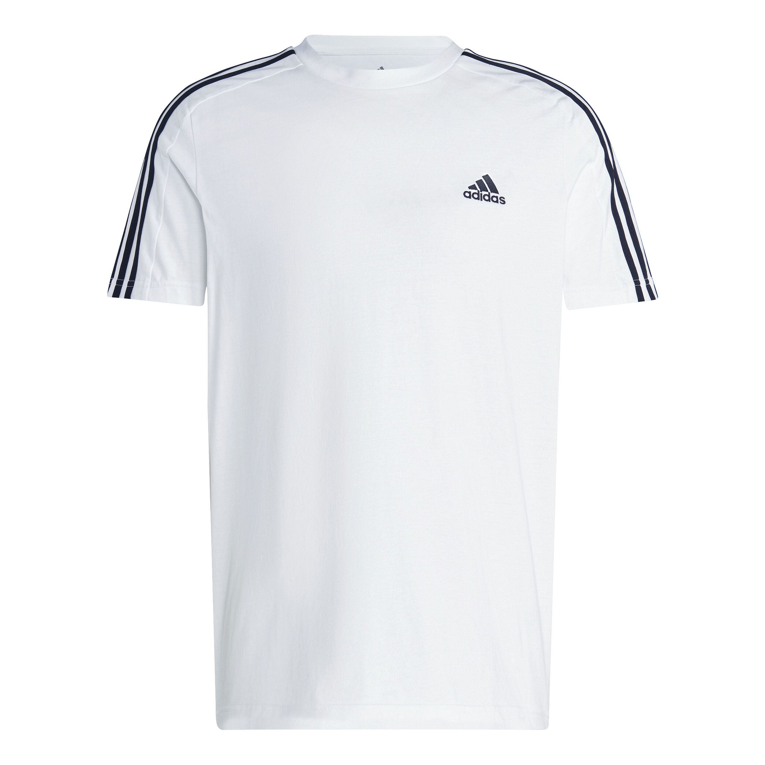 Essentials Single Jersey 3-Stripes T-Shirt Herren - Weiß, Schwarz