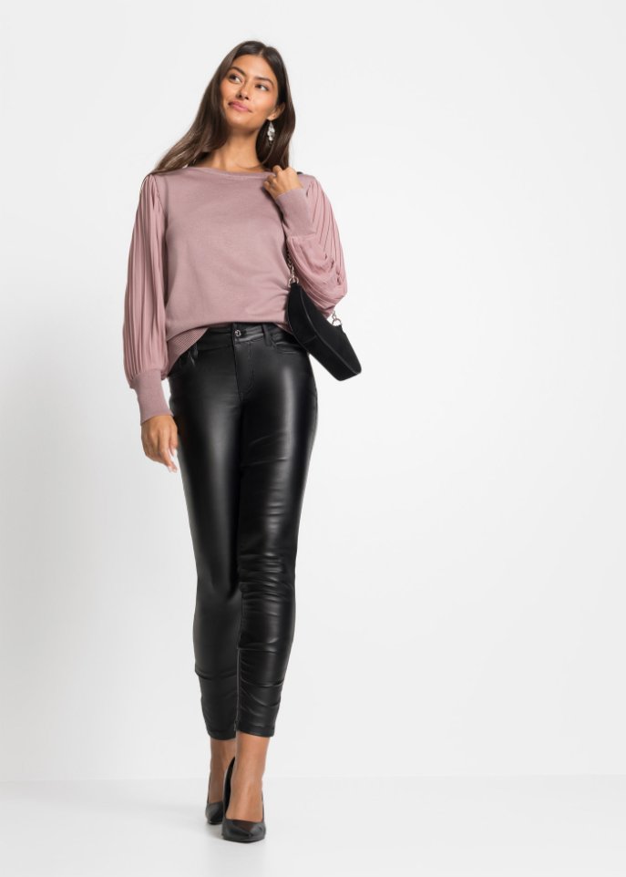 Pullover mit plissierten Ärmeln