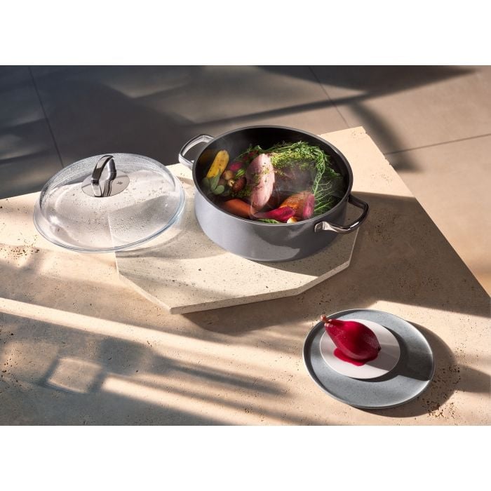 Fusiontec Mineral Schmortopf mit Glasdeckel, 28 cm, Platinum