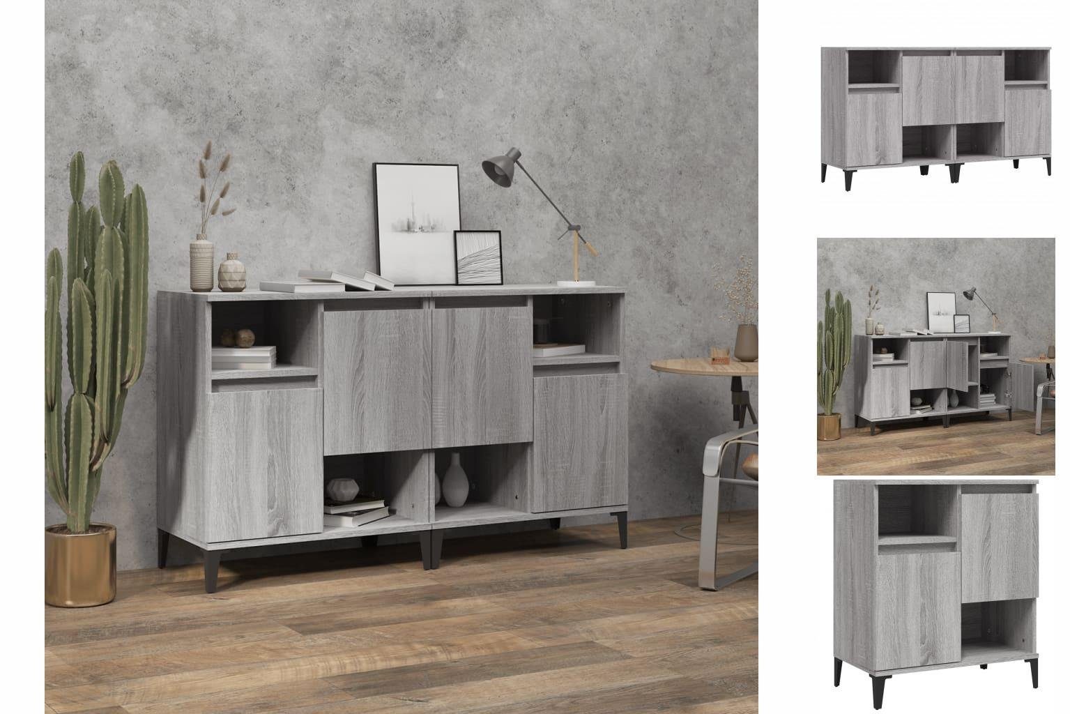 vidaXL Anrichte Sideboards 2 Stk Grau Sonoma 60x35x70 cm Holzwerkstoff