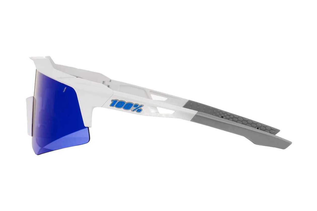 100 Percent Speedcraft XS Matte White / Blue Multilayer Mirror