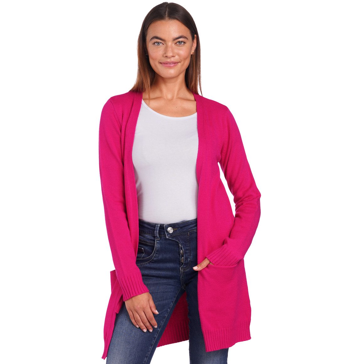 Damen Strickjacke mit zwei Einschubtaschen