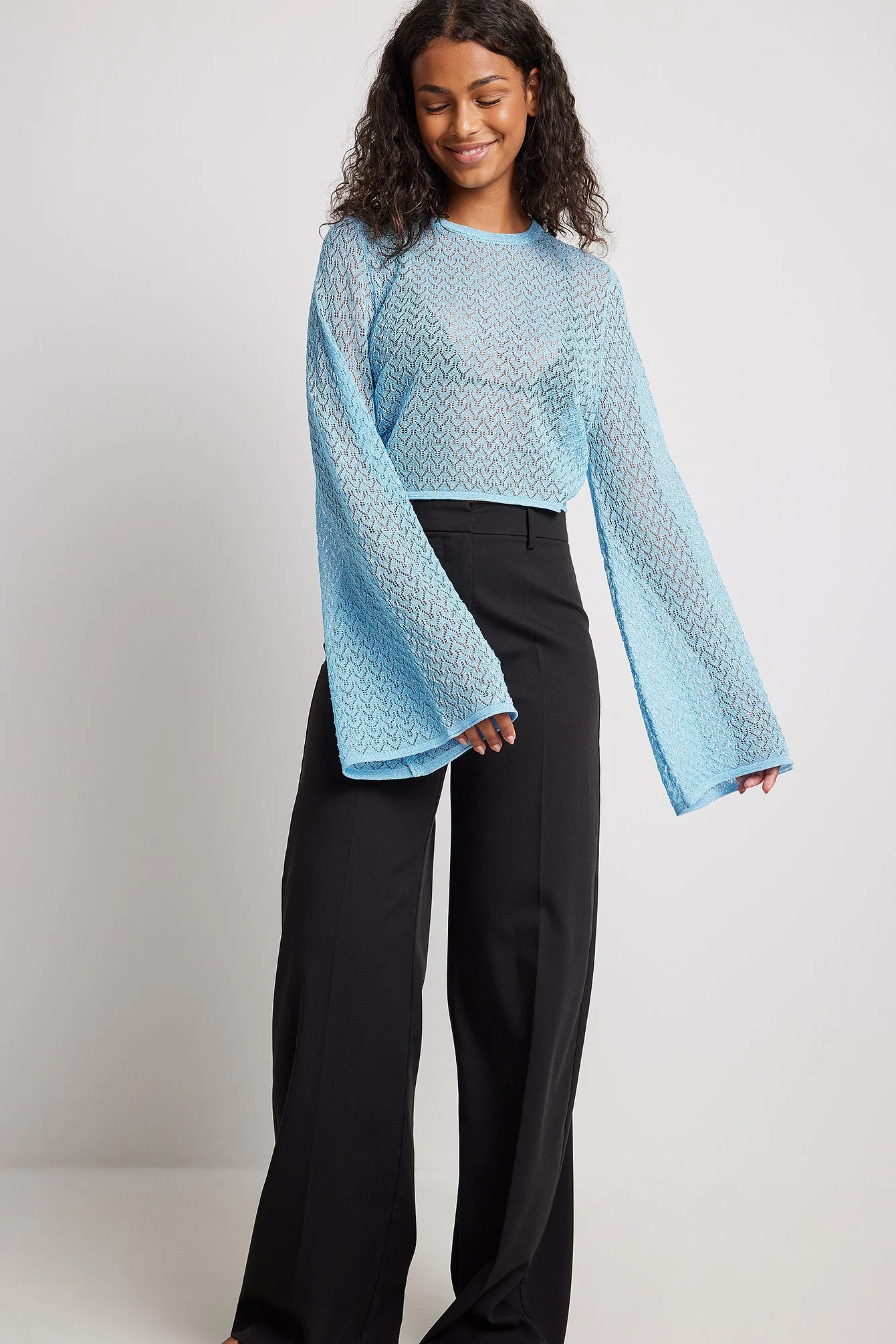 Fine Knitted Wide Sleeve Lurex Top