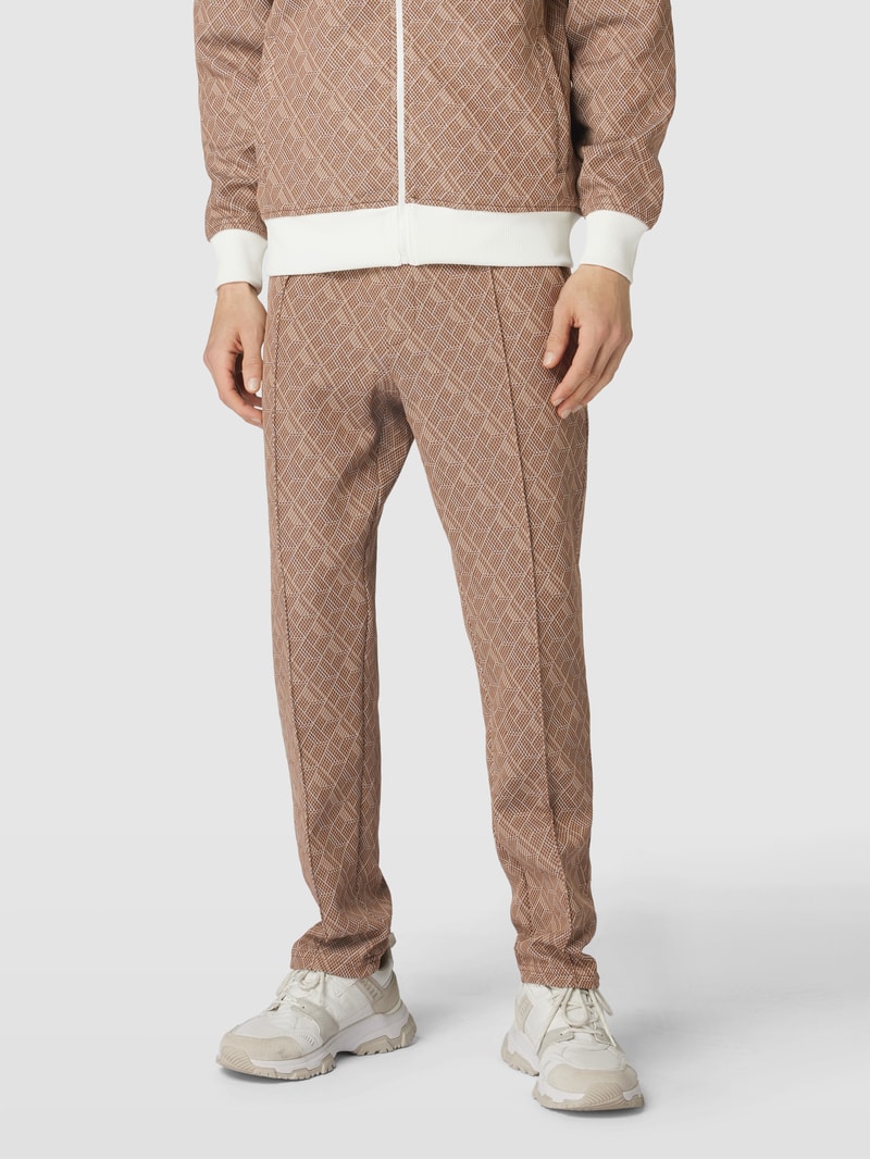 Sweatpants mit Allover-Muster Modell 'CARLTON' in haselnuss braun