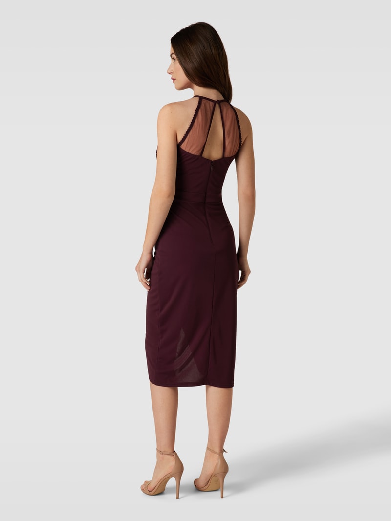 Cocktailkleid mit Lochmuster in bordeaux rot